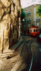 Winding through old city Lisbon